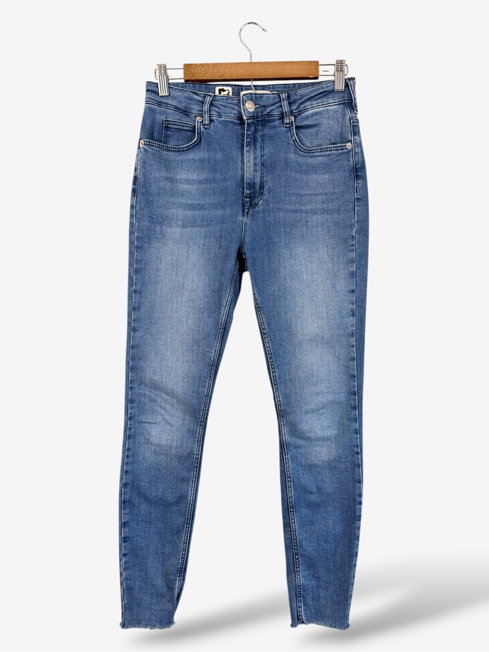 Ted Baker London Skinny Jeans Size 26 Medium Wash Frayed Raw Hem Stretch Casual